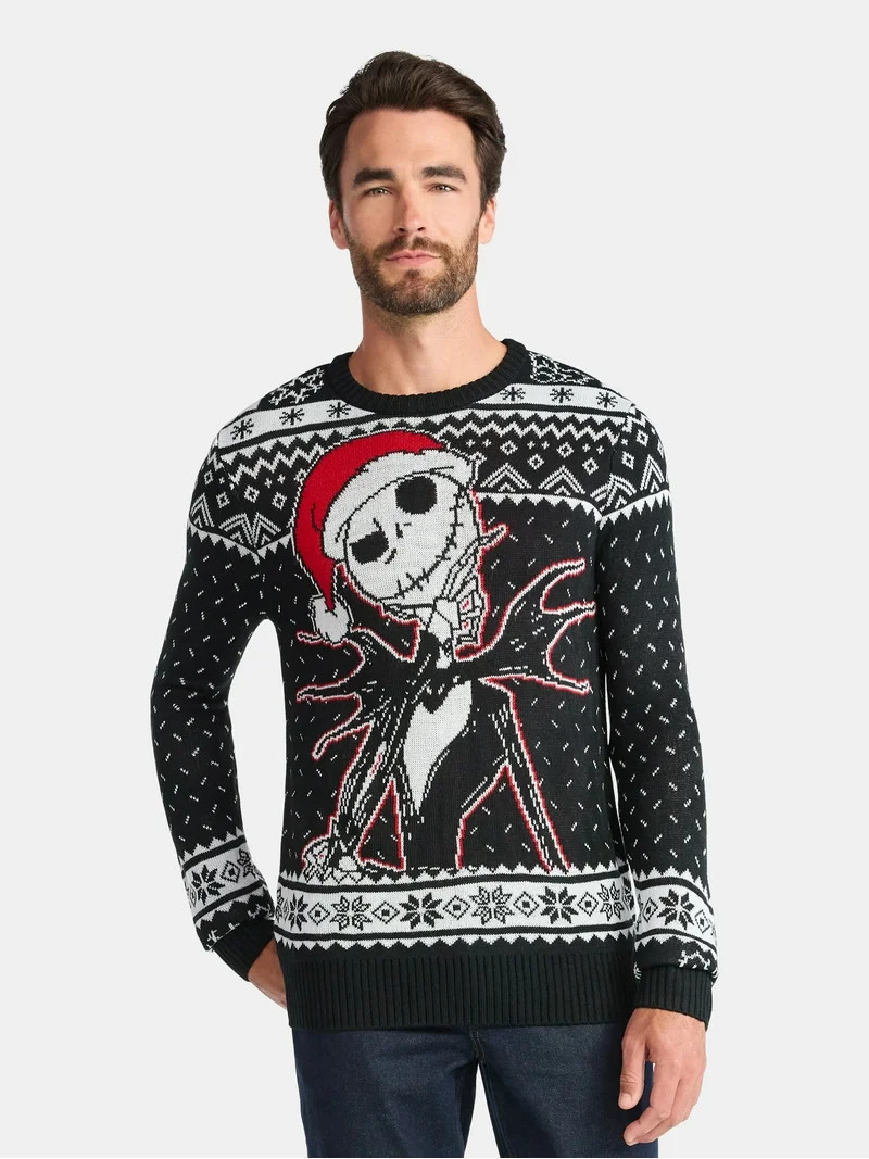 Disney Nightmare Before Christmas Men's and Big Men's Holiday Sweater, Sizes XS-3XL | Walmart (US)