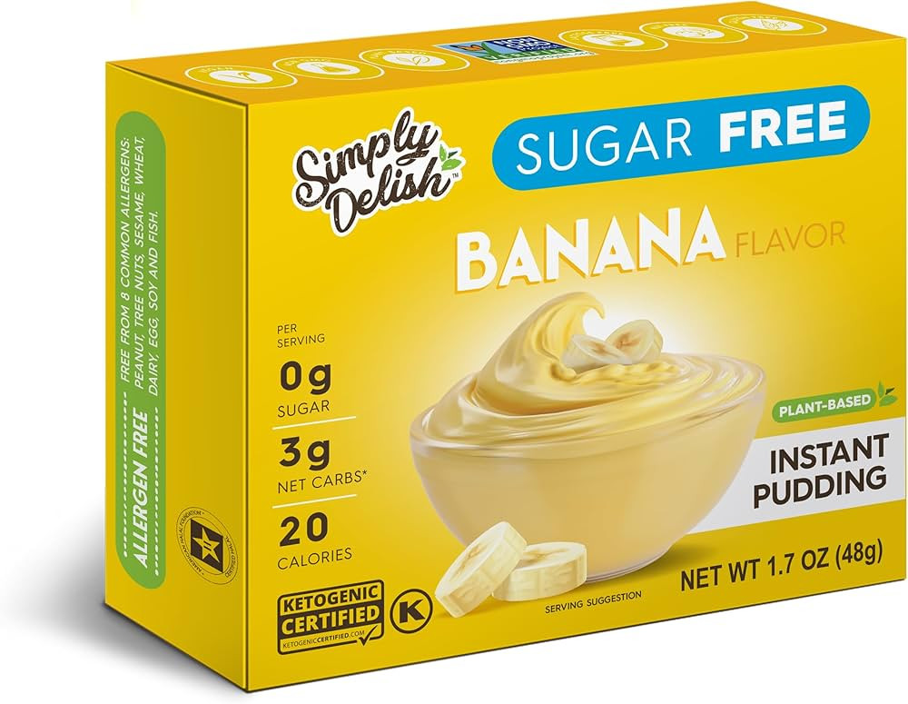 Simply Delish Instant Delicious Banana Keto Pudding 6 pack – Low Carb, Zero Sugar, Gluten Free,... | Amazon (US)