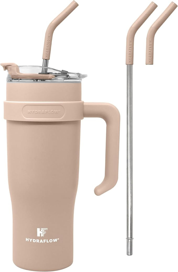 HYDRAFLOW Capri - 40oz Tumbler with Straw and Handle - Triple Wall Vacuum Insulated Tumbler - Ins... | Amazon (US)