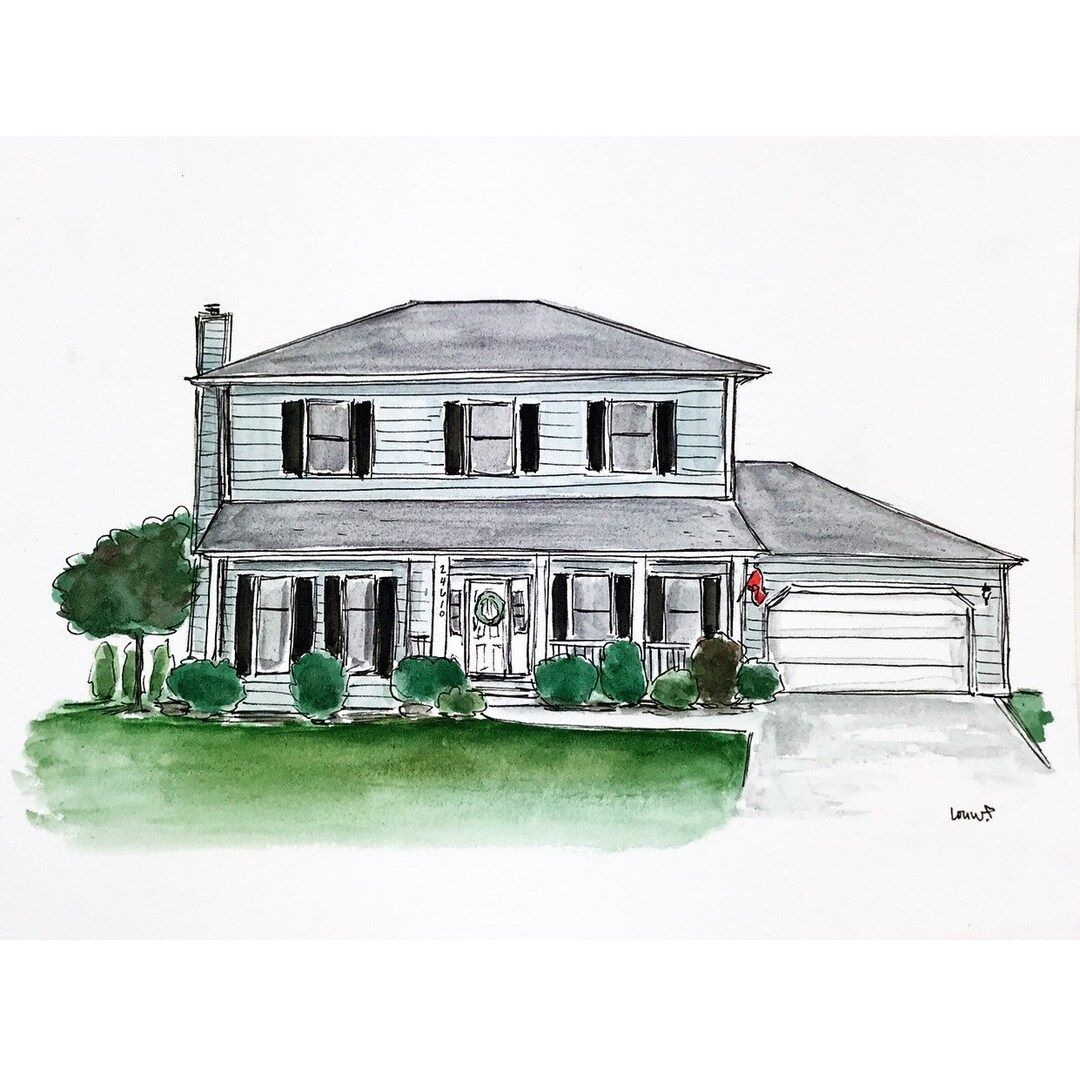 Custom Home Portrait House Illustration Watercolor Original - Etsy | Etsy (US)