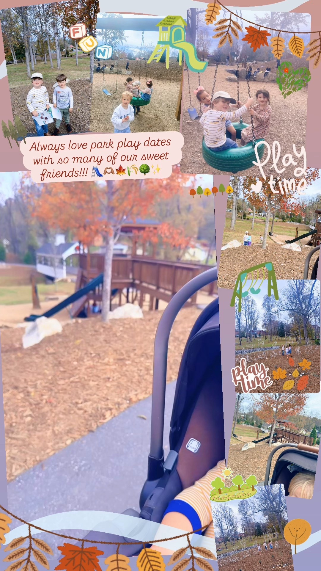 Always love park play dates with so many of our sweet friends!!! 🛝🫶🏽🍁🌾🌳✨