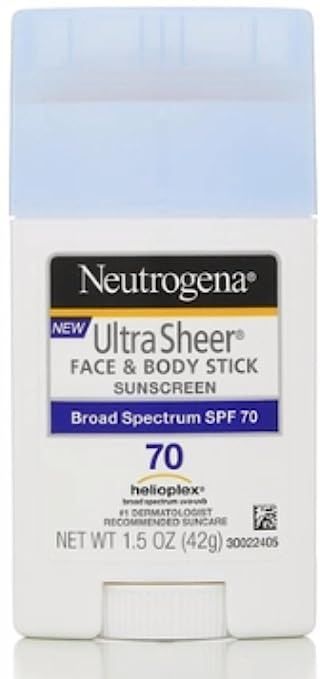 Neutrogena Ultra Sheer Non-Greasy Sunscreen Stick for Face & Body, Broad Spectrum SPF 70, 1.5 oz | Amazon (US)
