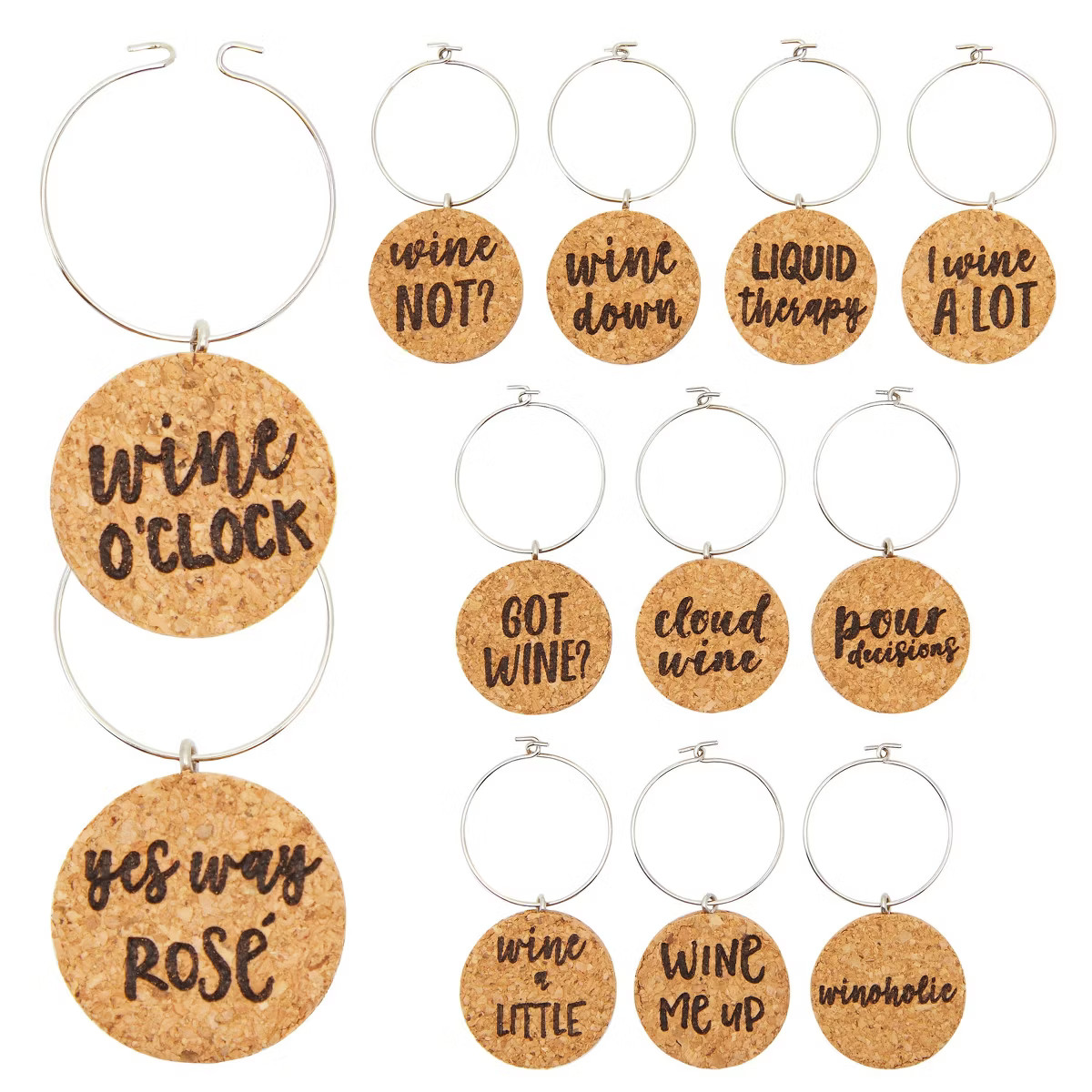 Juvale 12-Pack Funny Wine Charms for Stem Glasses, 1-Inch Cork Drink Marker Tags with Gift Box fo... | Target