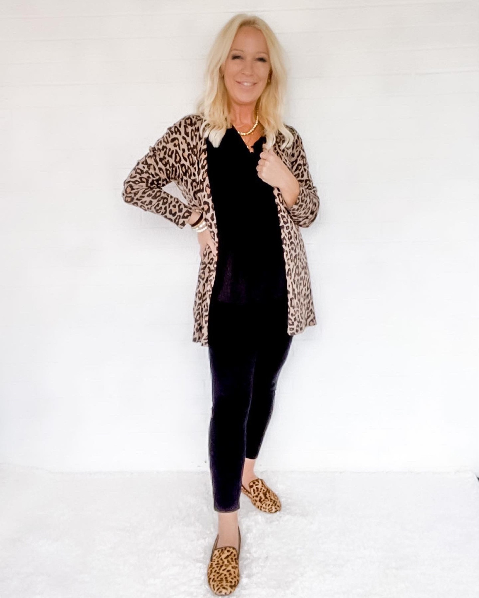 My best selling leopard cardigan is BACK IN STOCK! 5’1 4P:
- Leopard Cardigan S
- Black sleeveless top S
- Black ankle jeans SP
- COMFY LEOPARD LOAFERS!

Work wear / work outfit / business casual

#LTKshoecrush #LTKworkwear #LTKSeasonal