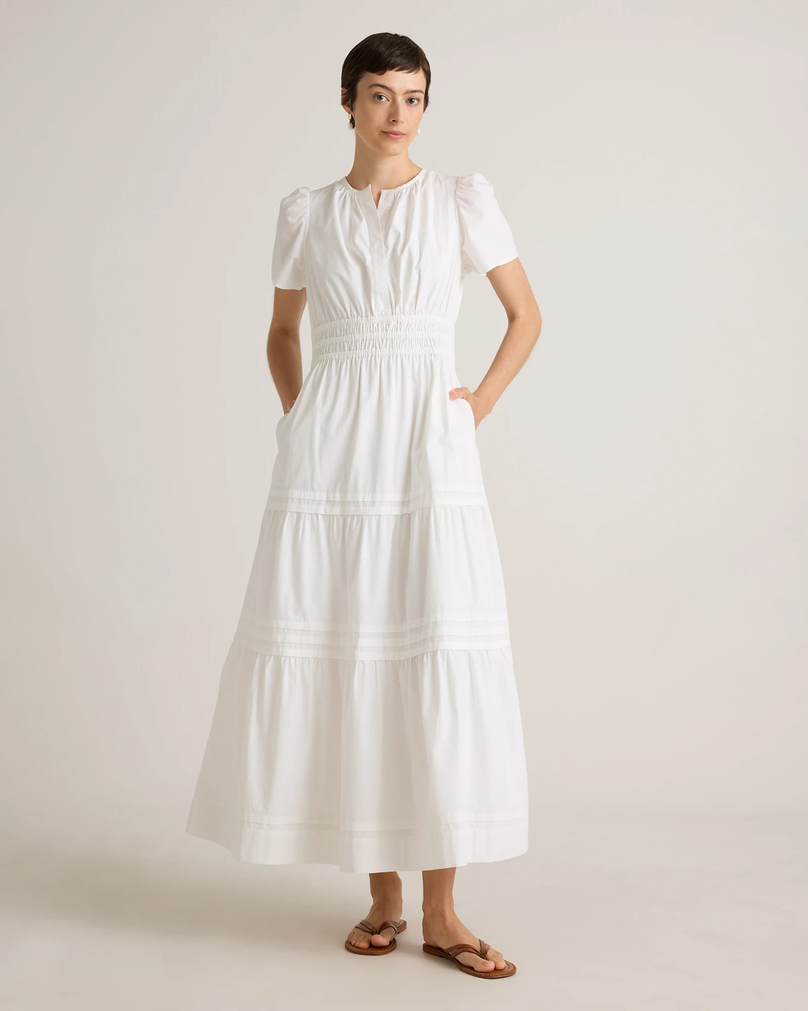 100% Organic Cotton Poplin Tiered Maxi Dress | Quince
