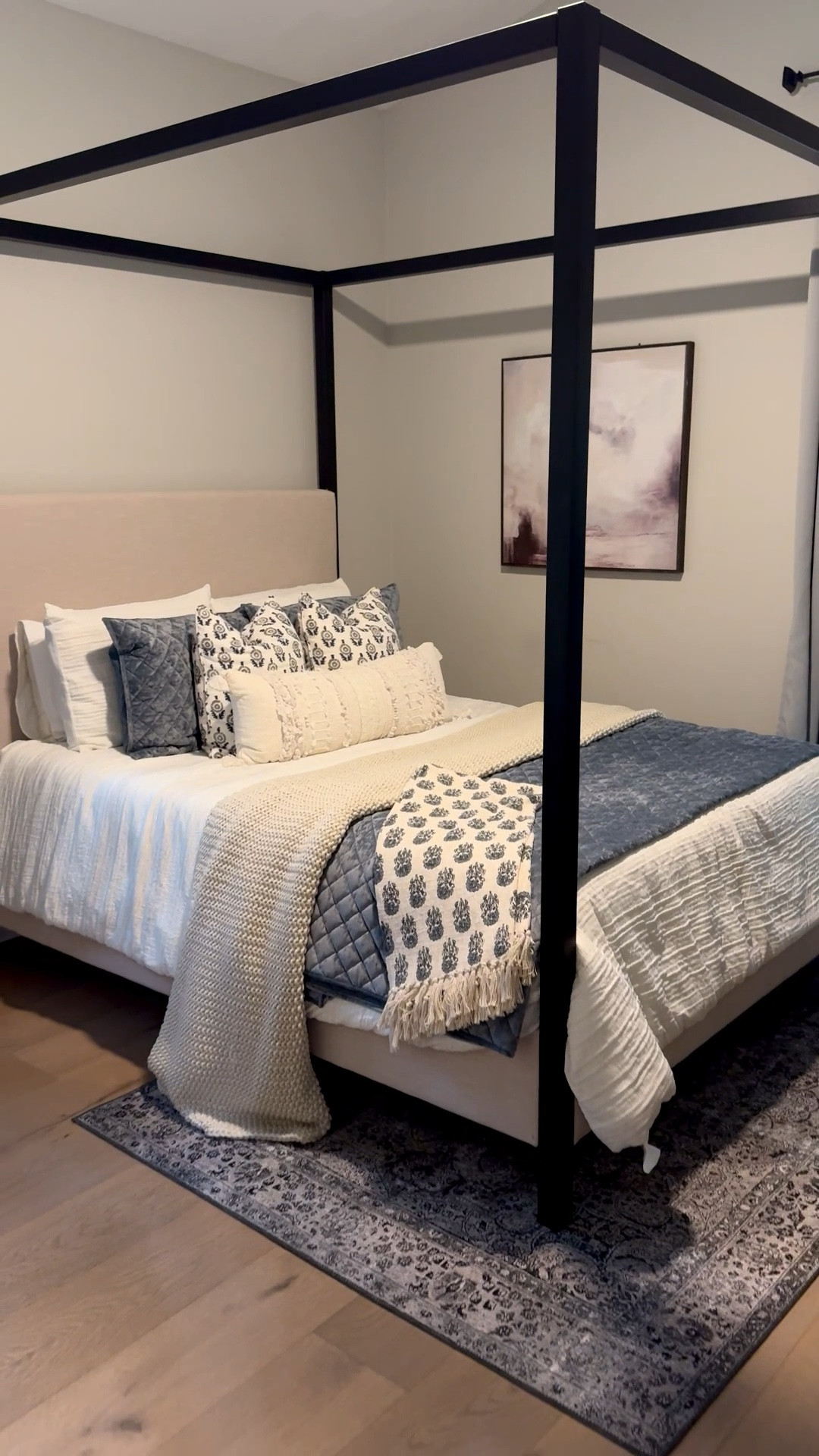 I love my black modern canopy bed. Bedding, bedroom decor, pottery barn dupe 

#LTKdayinmylife #LTKSeasonal #LTKHome