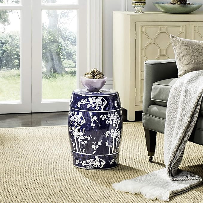 Safavieh Midnight Kiss Ceramic Decorative Garden Stool, Dark Blue | Amazon (US)