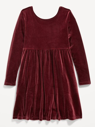 Long-Sleeve Velvet Fit &amp; Flare Dress for Girls | Old Navy (US)