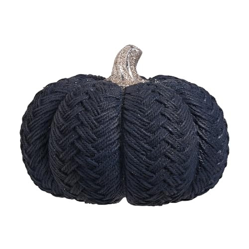 VILLADECOR Blue Fall Pumpkin Decor, Resin Large Artificial Braided Pumpkin | Amazon (US)
