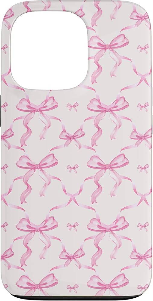 iPhone 13 Pro Aesthetic Pink Ribbons and Bows in Watercolor Case | Amazon (US)