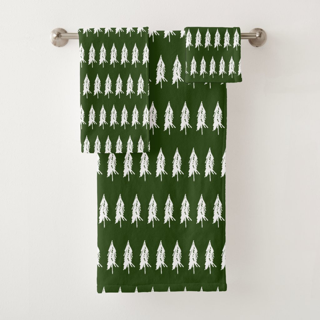 Simple Elegant Green & White Evergreen Trees | Zazzle