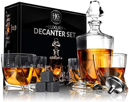 Amazon.com | Whiskey Decanter Set with 4 Glasses and 9 Cooling Whisky Stones, Funnel for Rum, Sco... | Amazon (US)