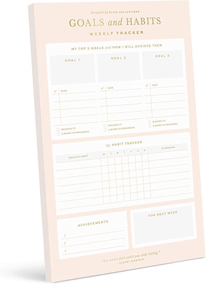 Bliss Collections To Do List Notepad with 50 Tear-Off Sheets, 6 x 9 Gold Checklist for Organizing... | Amazon (US)