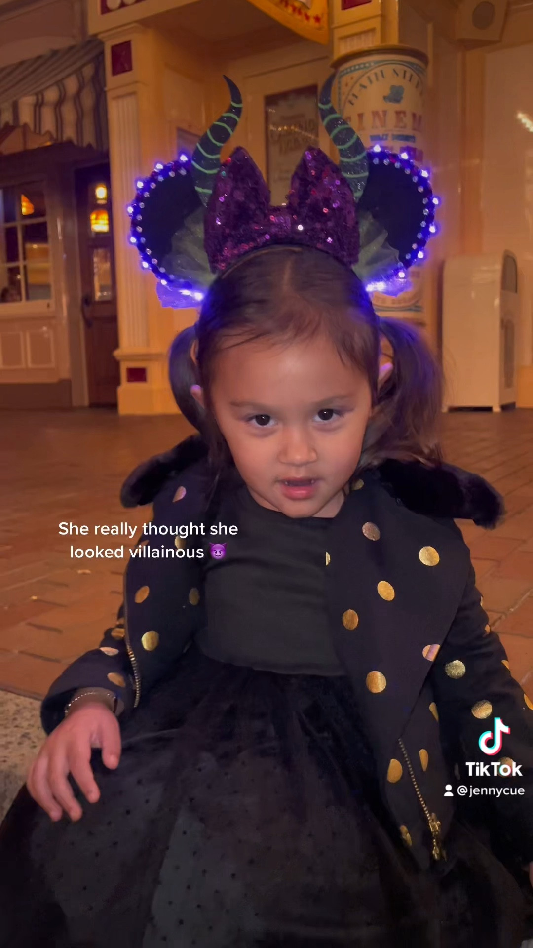 The Minnie Ears lit up! You can choose which color lights you want. She got purple and mine are green. Got them off Etsy and linked below.

#LTKHalloween #LTKfamily #LTKHoliday