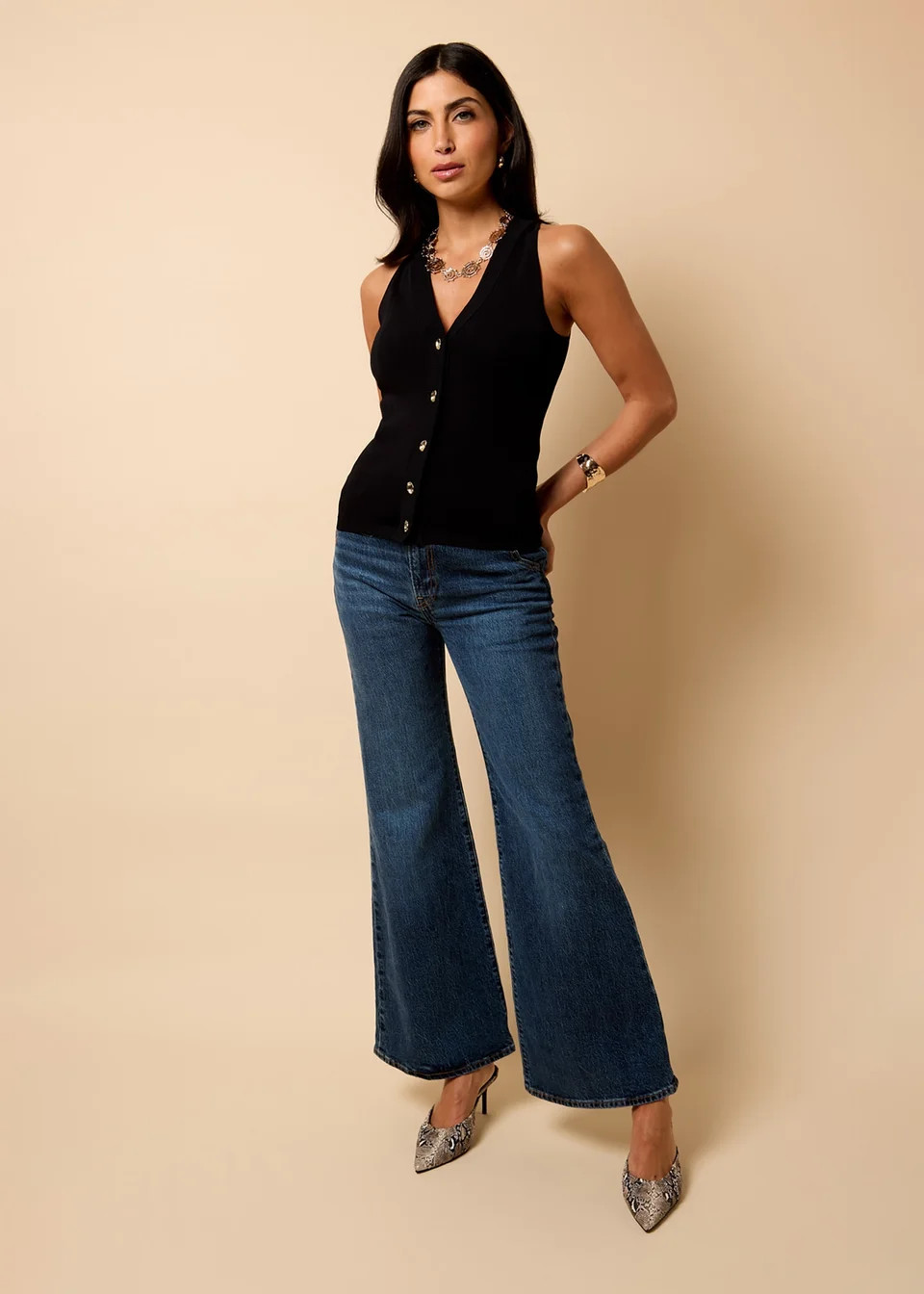 Little Mistress Black Knitted Waistcoat by Vicky Pattison | Matalan (UK)