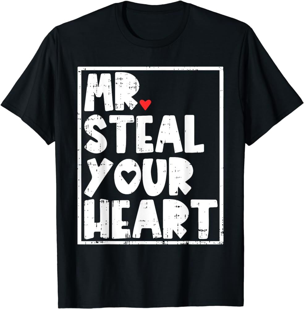 Mr Steal Your Heart Valentines Day Funny V-Day Boys Kids T-Shirt | Amazon (US)