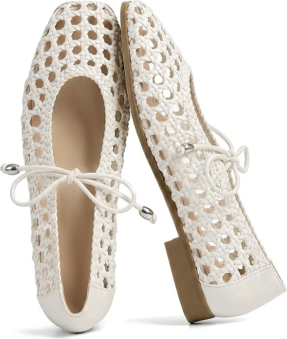 SOVANYOU Womens Ballet Flats Mesh Mary Janes Woven Flats Square Toe Strap Ballerina Flat Comforta... | Amazon (US)