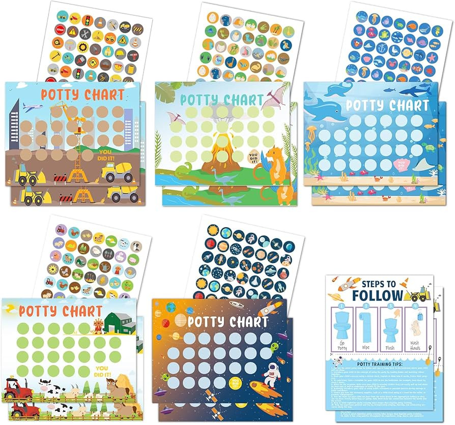 Potty Training Chart for Toddler Boys 17 PCS Potty Training Sticker Chart 5 Fun Styles Potty Rewa... | Amazon (US)