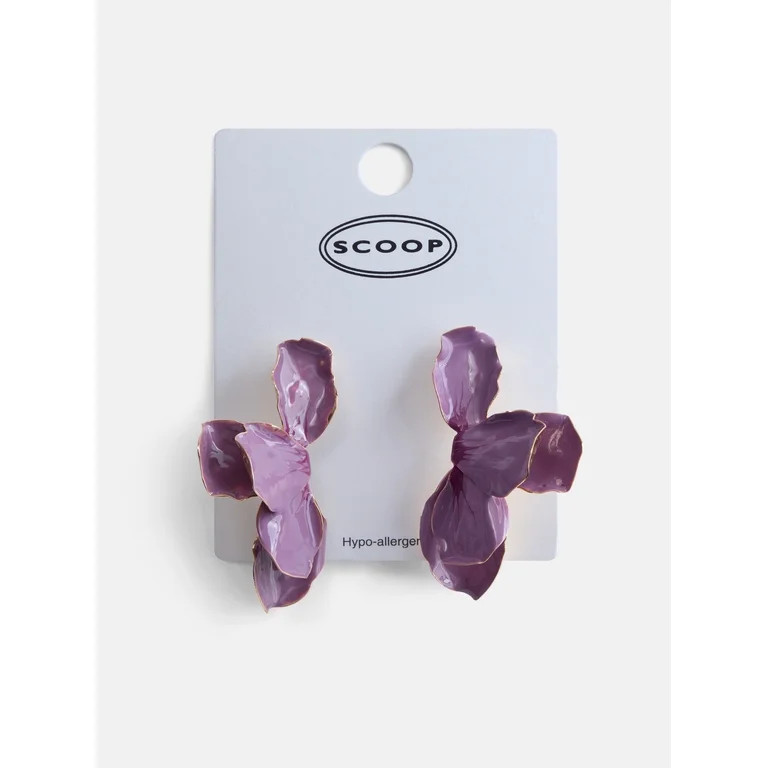 Scoop Women's Gold Tone Maude Petal Earrings, 1 Pair | Walmart (US)