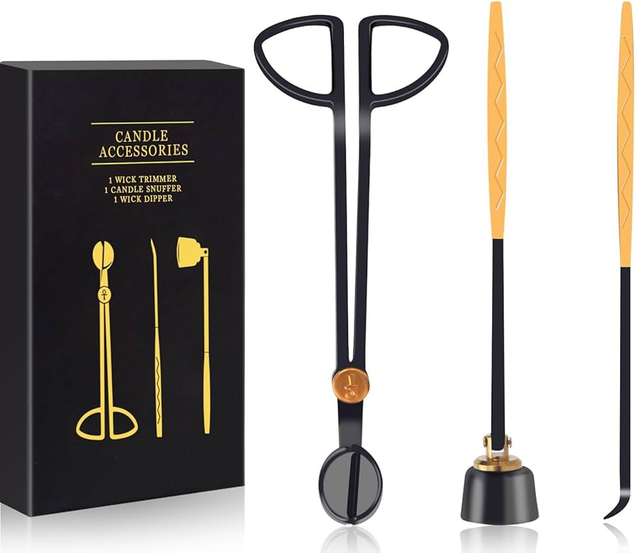3PCS Candle Care Kit, Candle Wick Trimmer Cutter, Candle Snuffer Extinguisher, Wick Dipper, Luxur... | Amazon (US)