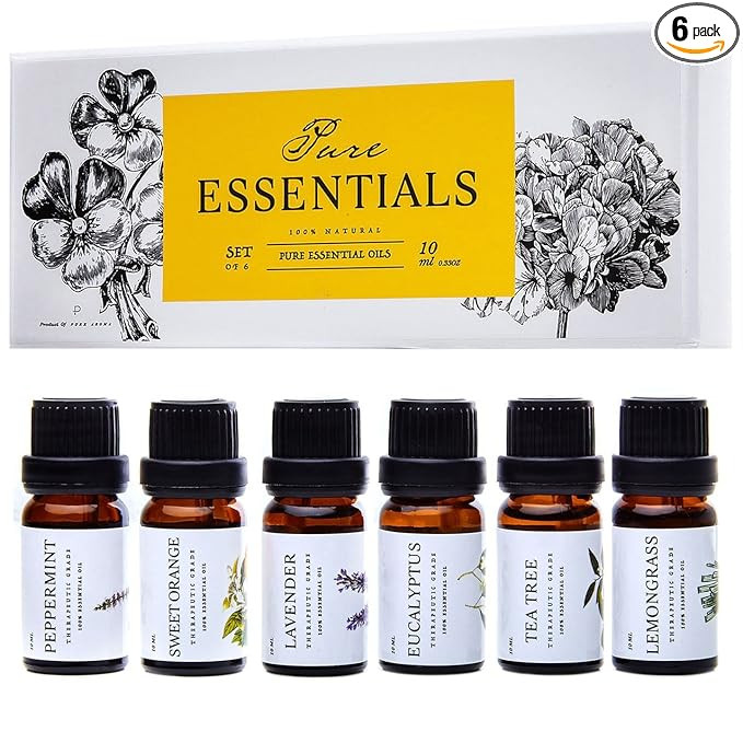 Essential Oils Set Pure Essentials - Top 6 Aromatherapy Oils Gift Set for Diffusers, Home Care, C... | Amazon (US)
