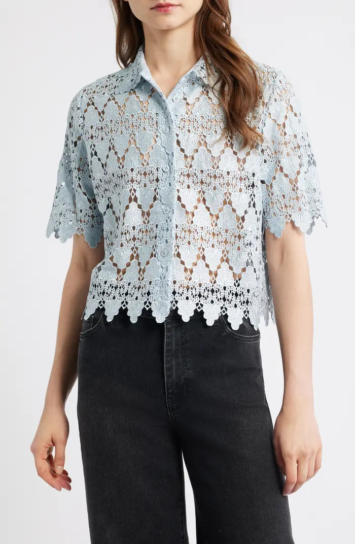 Lace Button-Up Shirt | Nordstrom