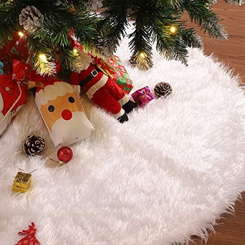 Christmas Tree Skirt 48 Inches White Faux Fur Tree Skirt with Non-Slip Design for Xmas Tree Decor... | Amazon (US)