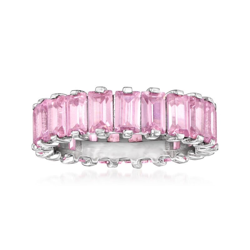 5.50 ct. t.w. Simulated Pink Sapphire Eternity Band in Sterling Silver | Ross-Simons