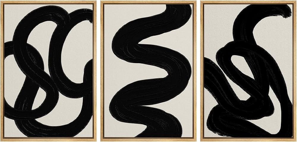SIGNFORD Framed Canvas Print Wall Art Set Duotone Minimal Dark Brush Stroke Landscape Abstract Sh... | Amazon (CA)