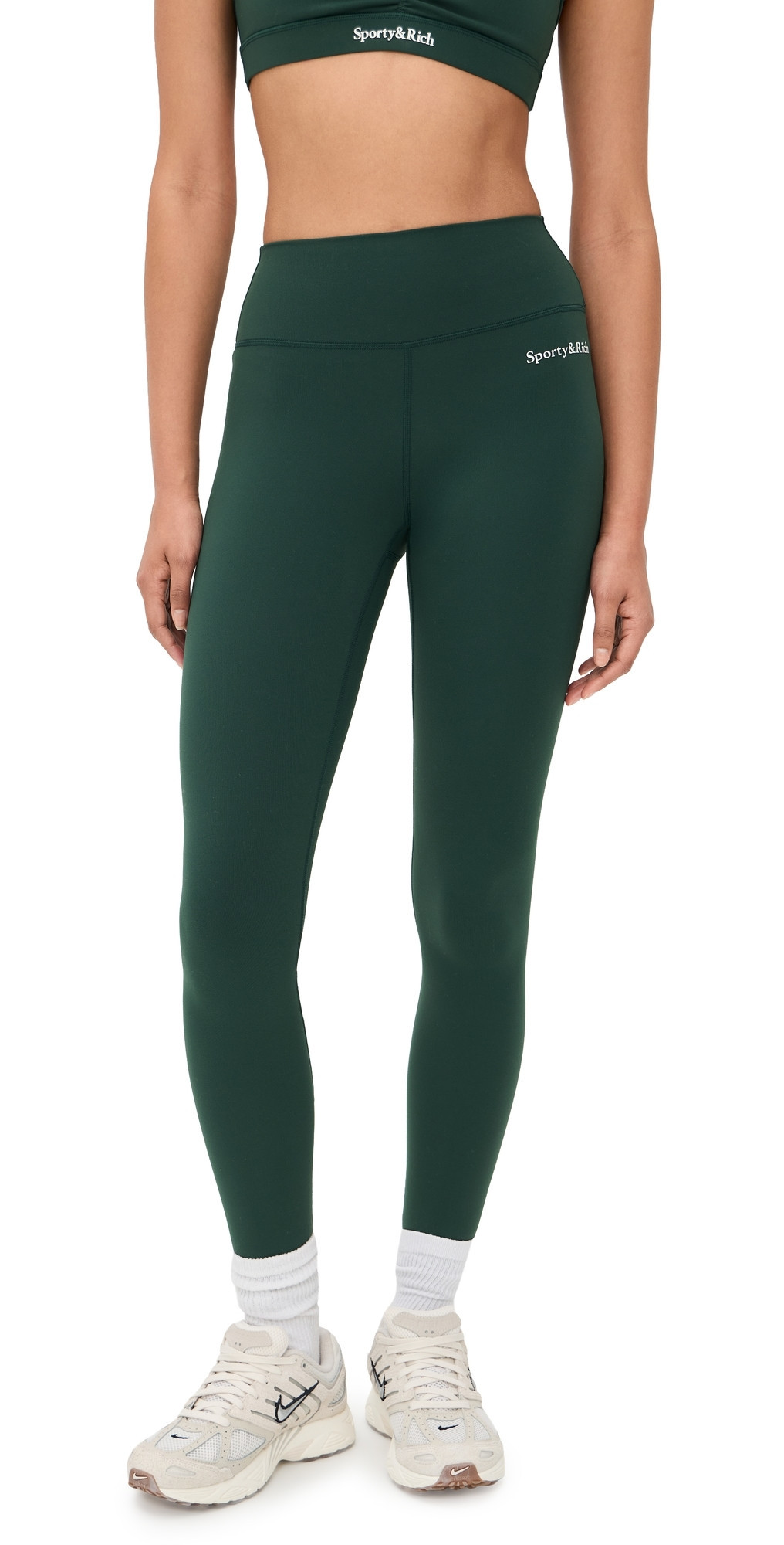Sporty & Rich Serif Logo Leggings Forest M | Shopbop