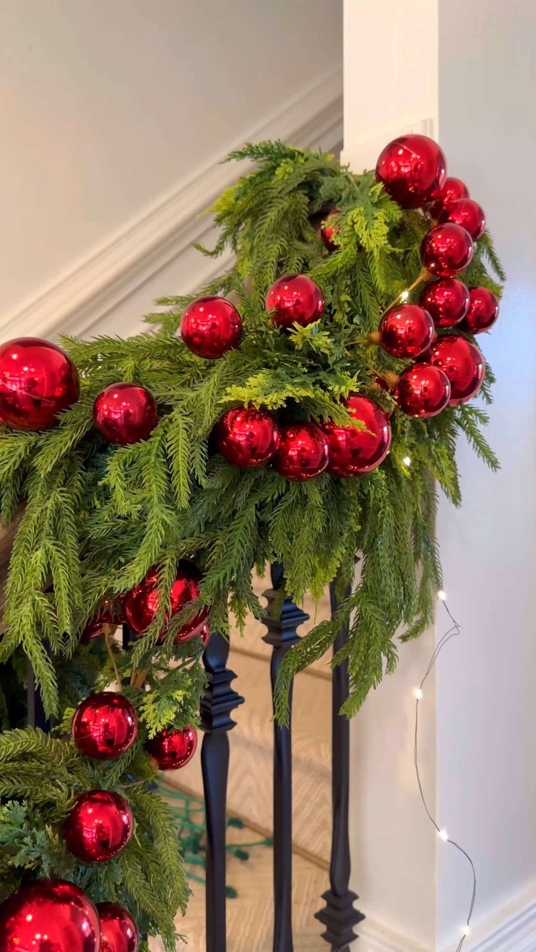 The bauble garland of my dreams! 🥹🥹 I love the maximalist look of this candy apple red ball garland against (my new favorite) lush green cedar + pine mixed garland. This is a fun one! 🎅🏽⛄️🎄 



#christmasvibes 
#aesthetically 
#christmasgarland
#christmasmagic 
#Christmasdecor 
#twinklelights 


#LTKHoliday #LTKHome #LTKSeasonal