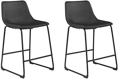 Signature Design by Ashley Centiar 24" Counter Height Modern Bucket Barstool Set of 2, Black | Amazon (US)