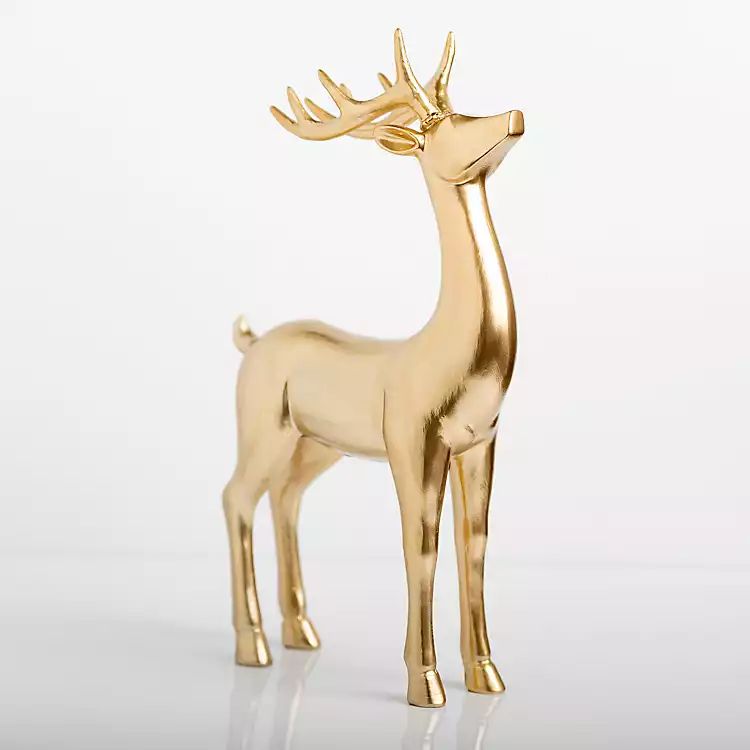 Golden Standing Reindeer Buck Figurine | Kirkland's Home