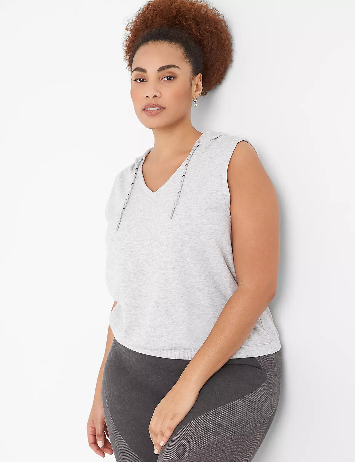 LIVI Crop V-Neck French Terry Hoodie | Lane Bryant (US)