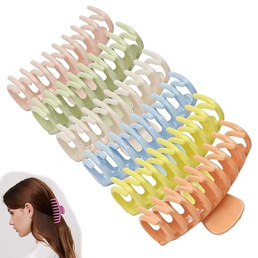 6 Pcs Large Hair Claw Clips Non Slip Big Claw Hair Clips for Women, Pastel Long Claw Strong Hold ... | Amazon (US)
