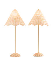 Set Of 2 28.5in Rattan Scalloped Table Lamps | Lighting | Marshalls | Marshalls