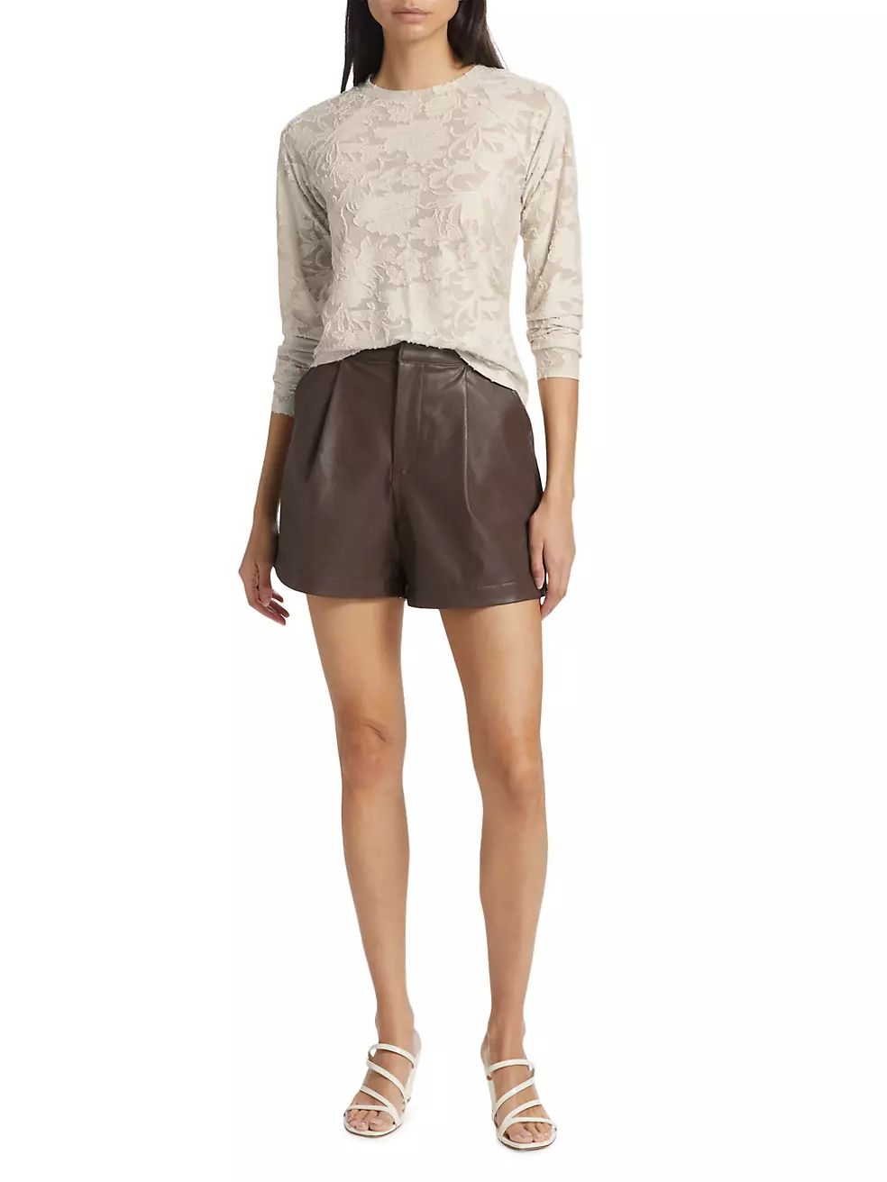 Pleated High-Rise Vegan Leather Shorts | Saks Fifth Avenue