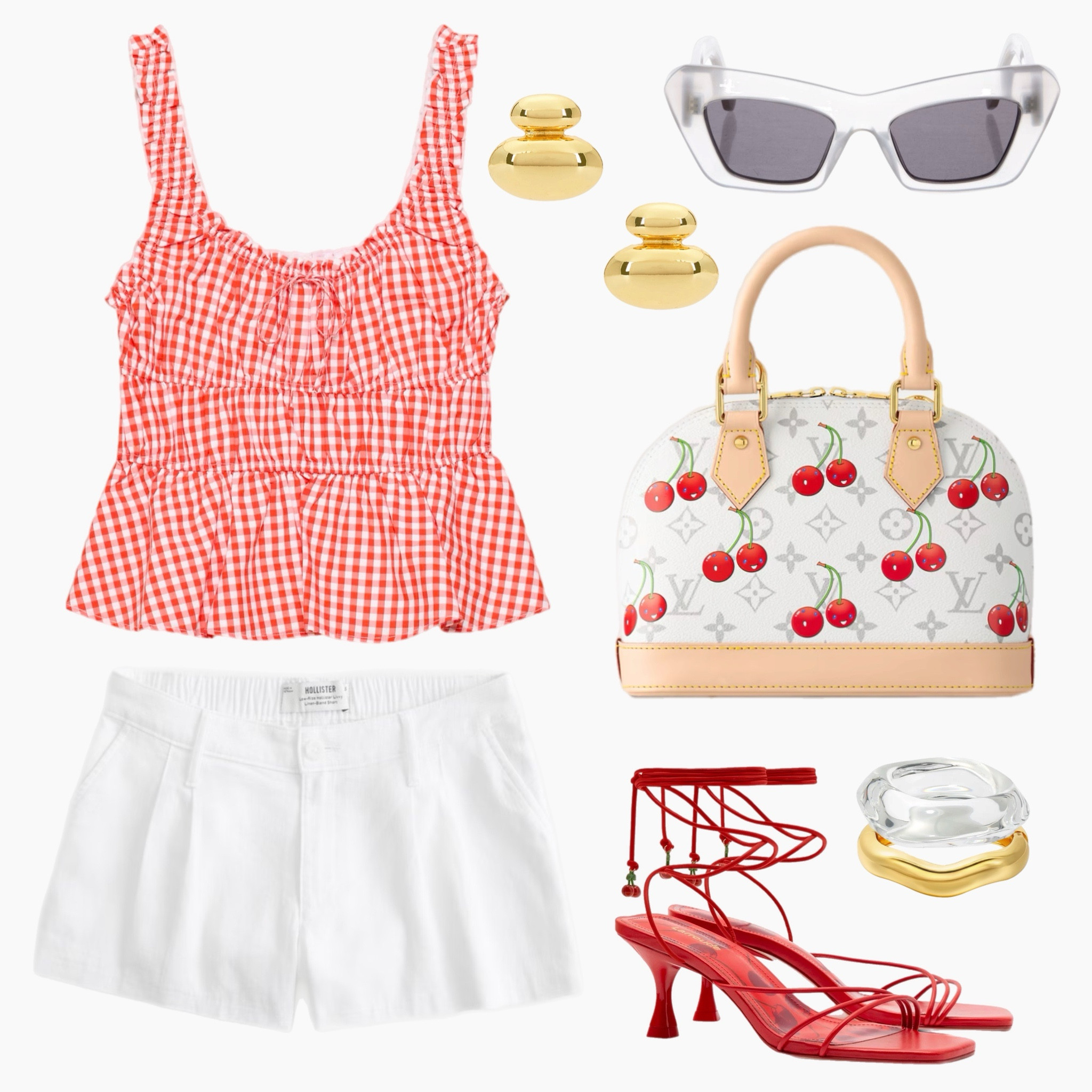 Cherry pie energy 🍒❤️ This gingham top and crisp white shorts are made for a festive Fourth of July — whether you’re grabbing BBQ, lounging on a boat, or watching fireworks. Add red heels or jelly slides, a playful bag, and fun accessories to make your outfit pop like sparklers.

#FourthOfJulyStyle #LTKHoliday #RedWhiteAndCute #LTKSummer #GinghamTop #ChicPatriot #CherryAccessories #BBQStyle #SummerOOTD #HolidayWeekendFit #StyledByMe #LTKOutfit #CasualChic #SummerLookBook #PreppySummer #BeachToBar #GinghamStyle #LTKFourthOfJuly #OOTD

#LTKShoeCrush #LTKItBag #LTKSummerEdit