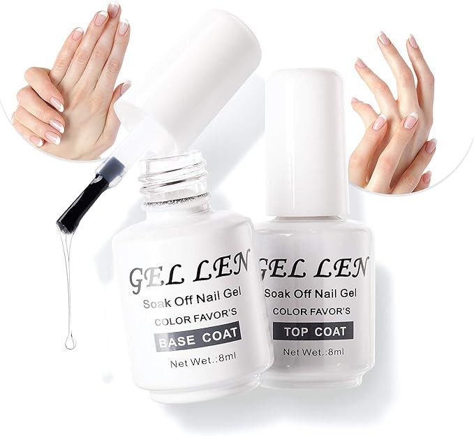 Gellen No Wipe Top Coat Base Coat for Gel Nail Polish - Long Lasting Nail Gel Manicure High Gloss... | Amazon (US)