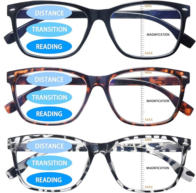 VIDEBLA 3 Pack Progressive Multifocus Reading Glasses for Women Men Blue Light Blocking Computer ... | Amazon (US)
