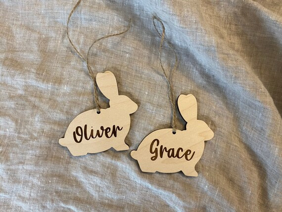 Wooden Bunny Easter Name Tag  // Easter Basket Name Tag // Engraved Bunny Name Tag // Easter Name... | Etsy (US)