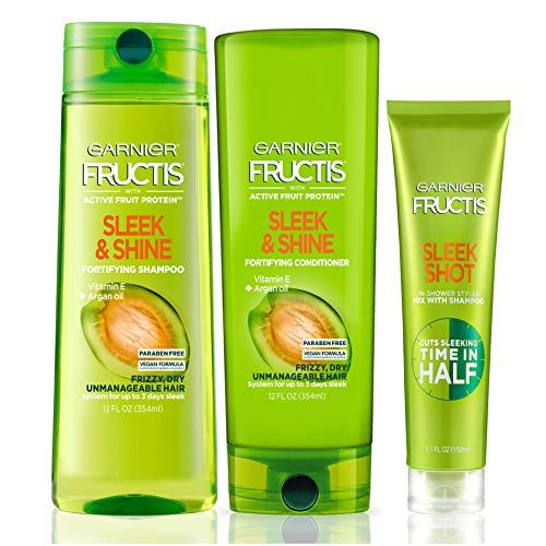 Garnier Hair Care Fructis Sleek & Shine Shampoo, Conditioner, and Sleek Shot In-Shower Styler, Fo... | Amazon (US)