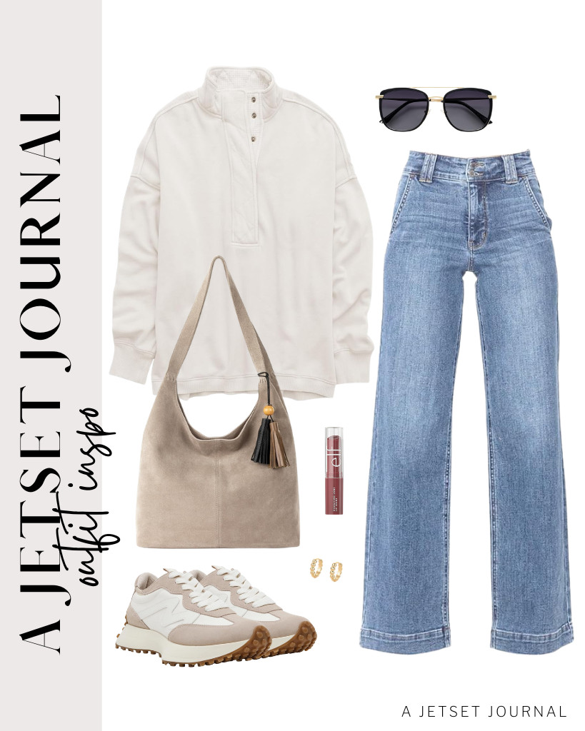 I found this stylish ANRABESS oversized pullover that looks great with jeans. This bag matches the white top perfectly and also pairs well with Campo sneakers from Steve Madden. You will love these beaded huggie hoop earrings, too. 

 #LTKSeasonal #LTKSaleAlert #LTKTravel