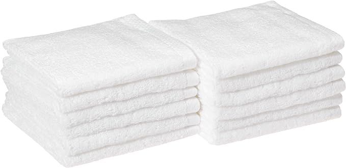 Amazon Basics Quick-Dry, Luxurious, Soft, 100% Cotton Towels, White - Set of 12 Washcloths | Amazon (US)