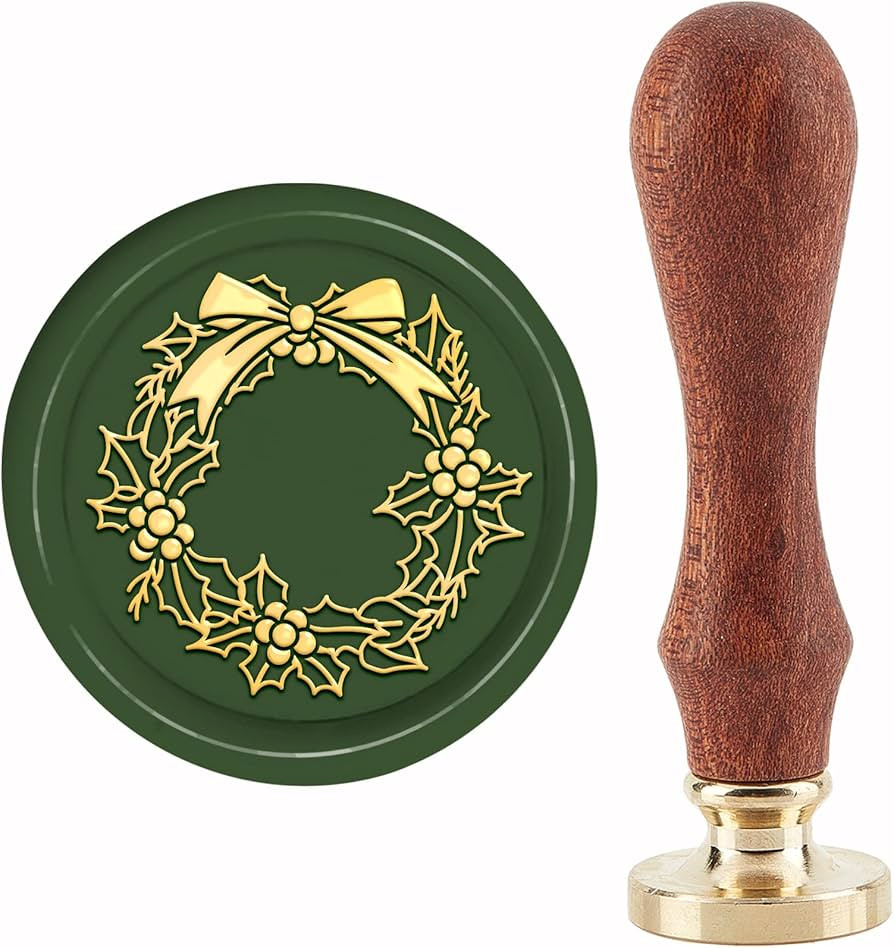 CRASPIRE Holly Wreath Christmas Wax Seal Stamp Pine Cones Mistletoe Sealing Stamp X'Mas EVE 30mm/... | Amazon (US)