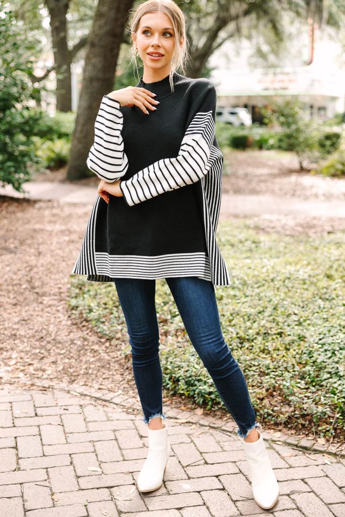 All In Black Striped Tunic | The Mint Julep Boutique