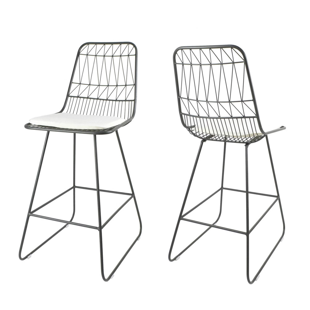 Set of 2 Walcott Modern Iron Counter Height Barstools Gray/Ivory - Christopher Knight Home | Target