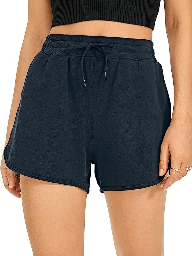 CRZ YOGA Women's Casual Sweat Shorts Athletic Summer Comfy Cotton Lounge Shorts Running Gym Jerse... | Amazon (US)