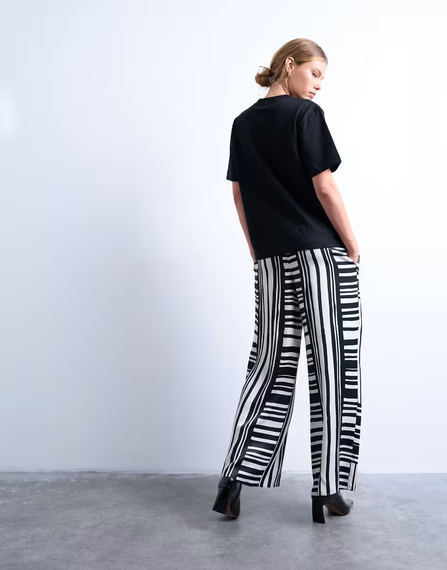 Topshop mono bold stripe satin pants - part of a set-Multi | ASOS (Global)