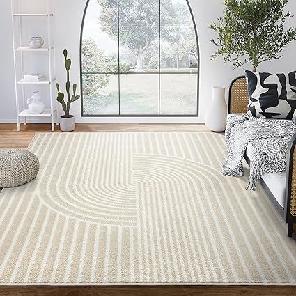 Abani Rugs Beige Arch Pattern Knot Modern Print Premium Area Rug - Contemporary No-Shed Neutral 5... | Amazon (US)